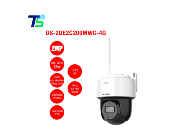 Camera IP Mini PT 2MP, 4G HIKVISION DS-2DE2C200MWG-4G