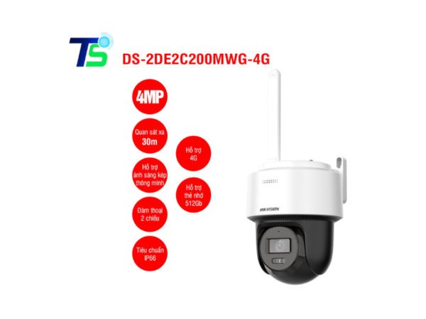 Camera IP Mini PT 4MP, 4G HIKVISION DS-2DE2C400MWG-4G